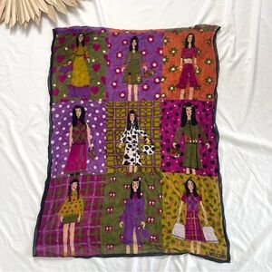 Moschino Silk Chiffon Purple Green Fashion Shopping Bag Girl Sheer Scarf Wrap